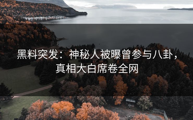黑料突发：神秘人被曝曾参与八卦，真相大白席卷全网