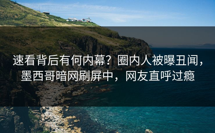 速看背后有何内幕？圈内人被曝丑闻，墨西哥暗网刷屏中，网友直呼过瘾