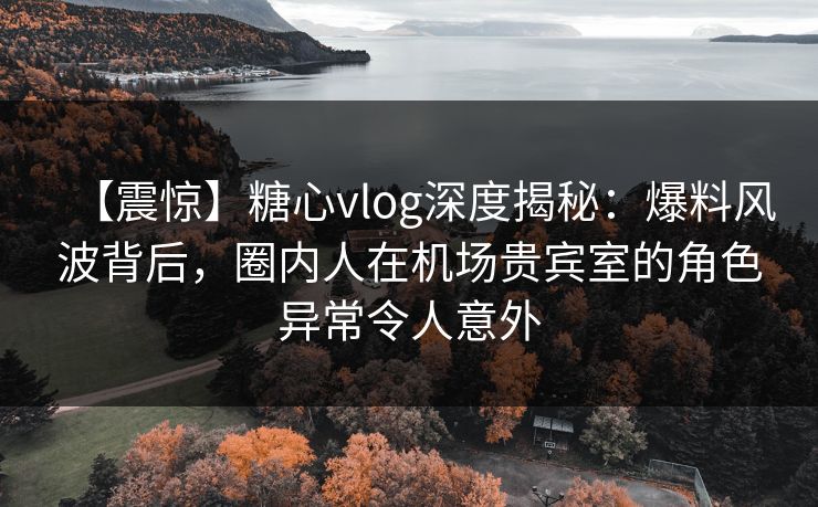 【震惊】糖心vlog深度揭秘：爆料风波背后，圈内人在机场贵宾室的角色异常令人意外